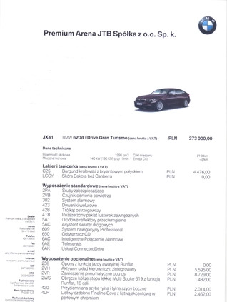 BMW 6GT cena 159000 przebieg: 82100, rok produkcji 2019 z Łódź małe 79